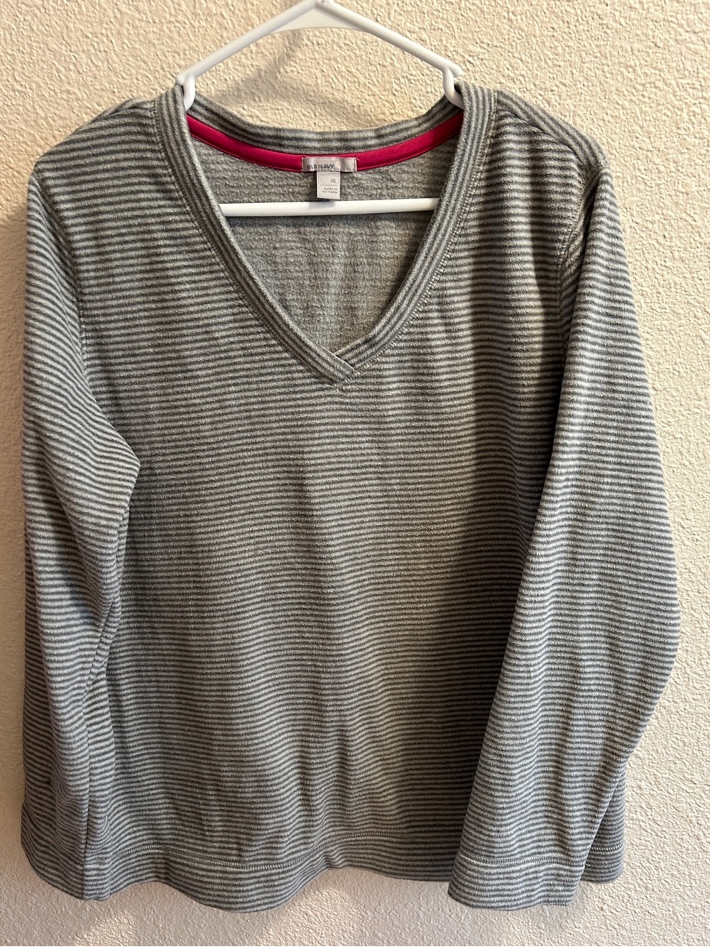 Gray Striped V-Neck Old Navy Sweater